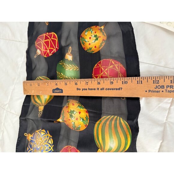 VTG Echo Silk Sheer Christmas Holiday Ornaments Scarf 11x52 Quiet Luxury NOS - Picture 3 of 12